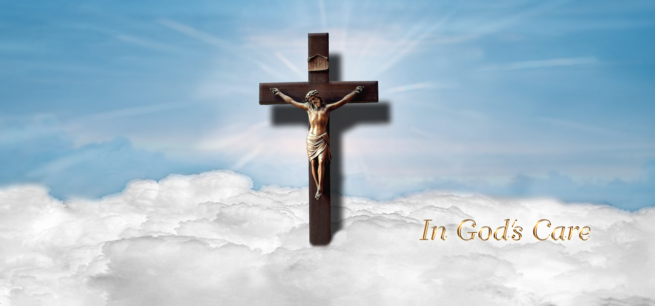 In Gods Care Clouds (Crucifix) Blue